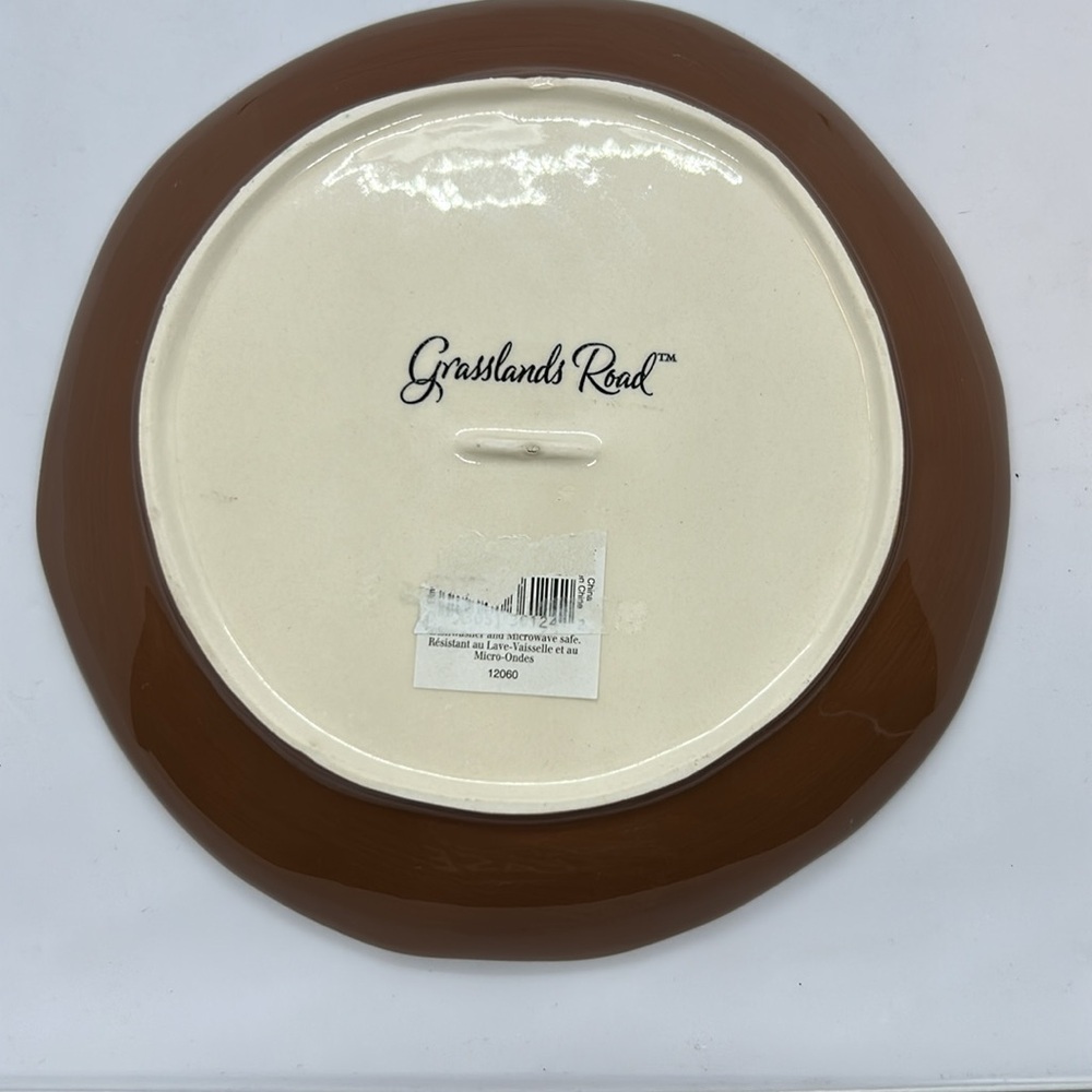 Grasslands Road OWL PLATES Woodgrain Tree Stump Leaves Set of 2 NEW WITH TAG - Picture 8 of 8
